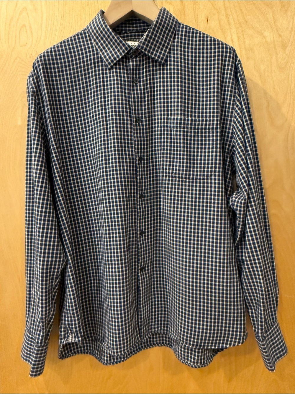 Joseph Abboud Button-Down cotton & cashmere dark blue and white shirt